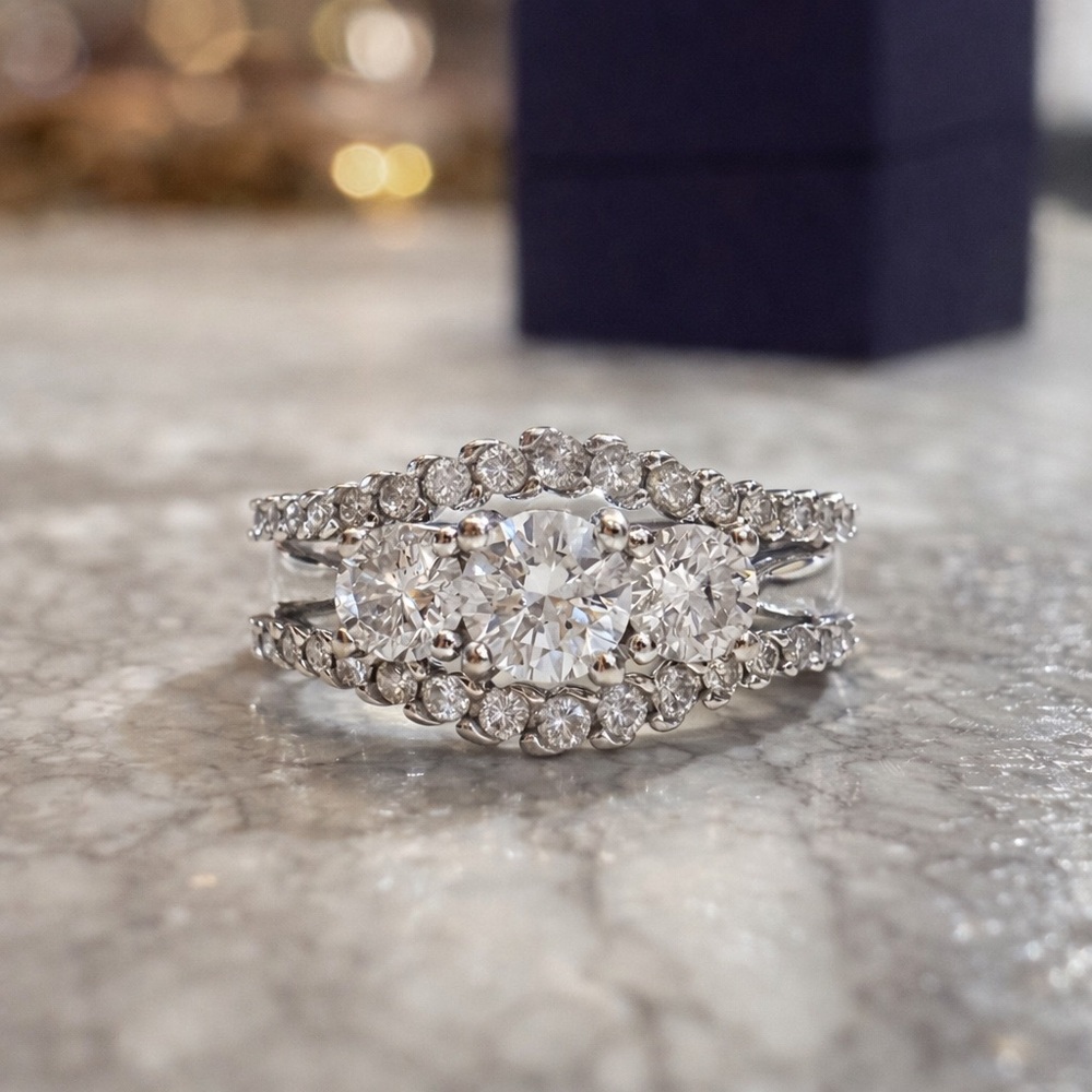 ✨ 1.50 CTTW Diamond Ring & Enhancer Set | 14KT White Gold | Size 7 ✨